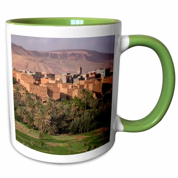 3drose, Morocco. the Oasis Behind the Village of Tinerhir., 11oz Two-tone Green Mug
