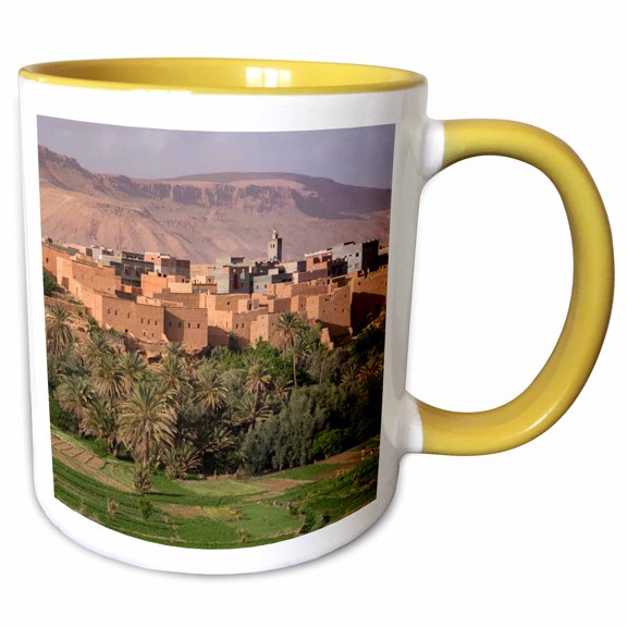 3drose, Morocco. the Oasis Behind the Village of Tinerhir., 11oz Two-tone Yellow Mug