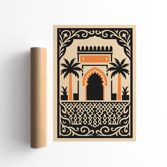 Morocco Travel Art Retro Moroccan Architecture Design 3 Unframed Paper Print