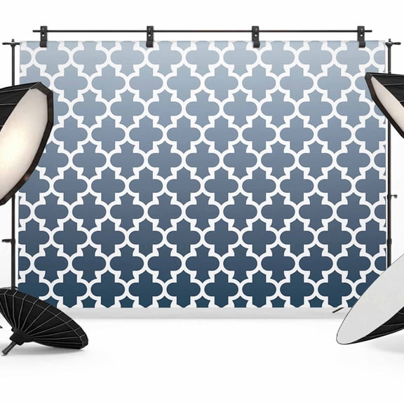 Morocco Trellis Backdrop for Photography, Abstract Geometric Blue Grey Ombre Photo Backdrop Portrait Background Party Banner Photo Backgrounds for Studio Booth Props, 7x5ft