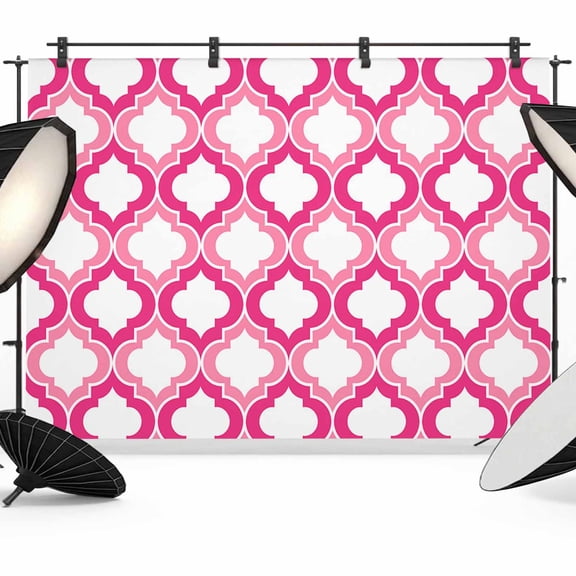 Morocco Trellis Backdrop for Photography, Pink Abstract Geometric Photo Backdrop Portrait Background Party Banner Photo Backgrounds for Studio Booth Props, 7x5ft