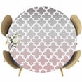 thumbnail image 1 of Morocco Trellis Round Fitted Table Cover Abstract Geometric Grey Pink Ombre Waterproof Table Cloth with Elastic Edge Wipeable Tablecloth for Picnic Camping Party Fits 55"-60" Diameter, 1 of 8