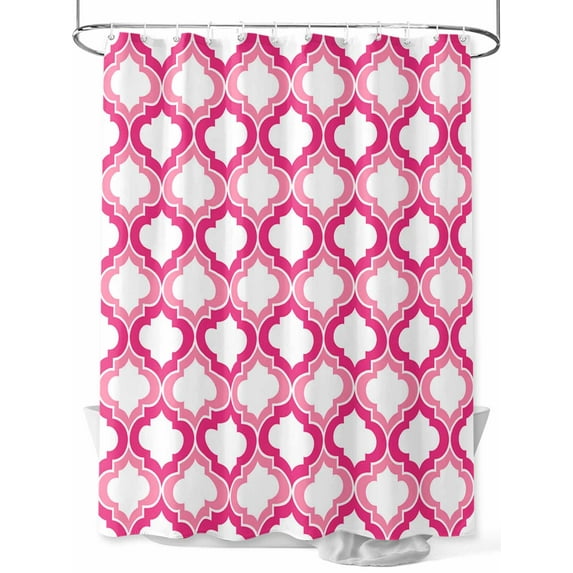Morocco Trellis Shower Curtain, Pink Abstract Geometric Waterproof Shower Curtain Set with 12 Hooks Lightweight Washable Fabric Shower Curtains for Bathroom 48x72 Inches