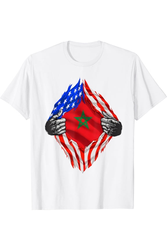 Morocco Tshirt American Moroccan Flag Morocco Roots Heritage T-Shirt for Women Kids Men