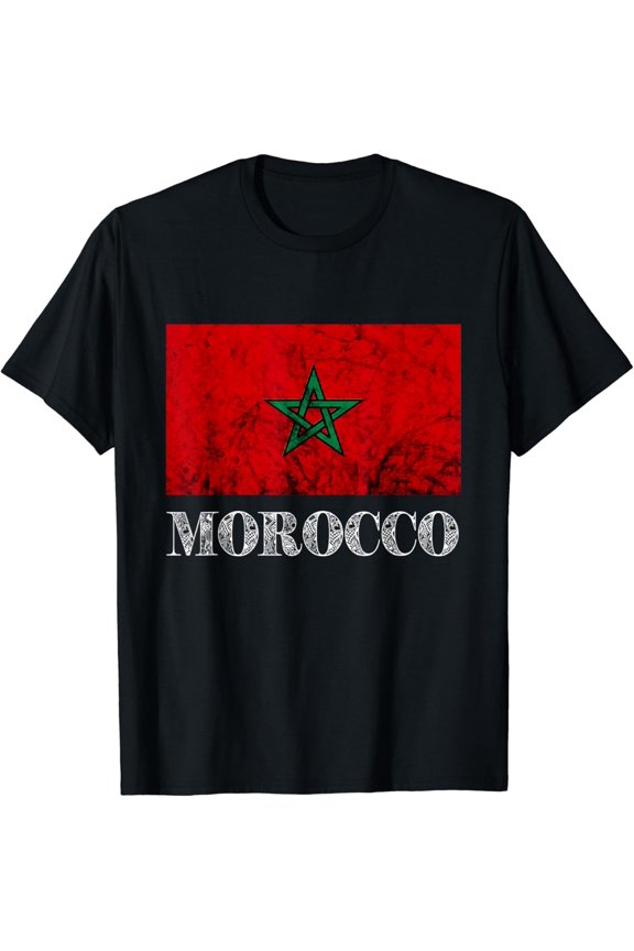 Morocco Vintage Moroccan Flag Moroccan Roots Moroccan Pride T-Shirt