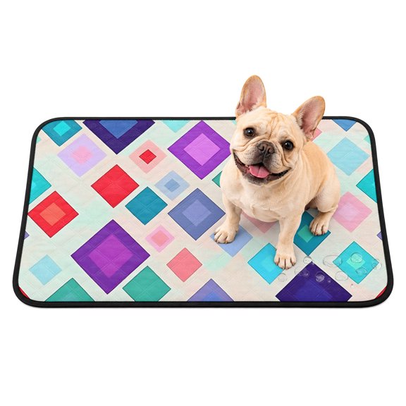 Morocco Washable Pee Pads for Dogs, Colorful Abstract Lattice Check Geometric Plaid Reusable Puppy Pads Waterproof Pet Mat, Absorbent Dog Pee Pads for Crate Pet Training Whelping Playpen Mats 24"x18"