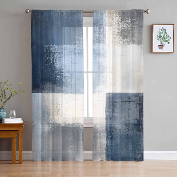 Moroccon Sheer Curtains 96 Inches Long 2 Panels Set, Window Sheer Curtains for Living Room/Bedroom, Moroccan Light Filtering Rod Pocket Curtain 52'' x 96'' x 2