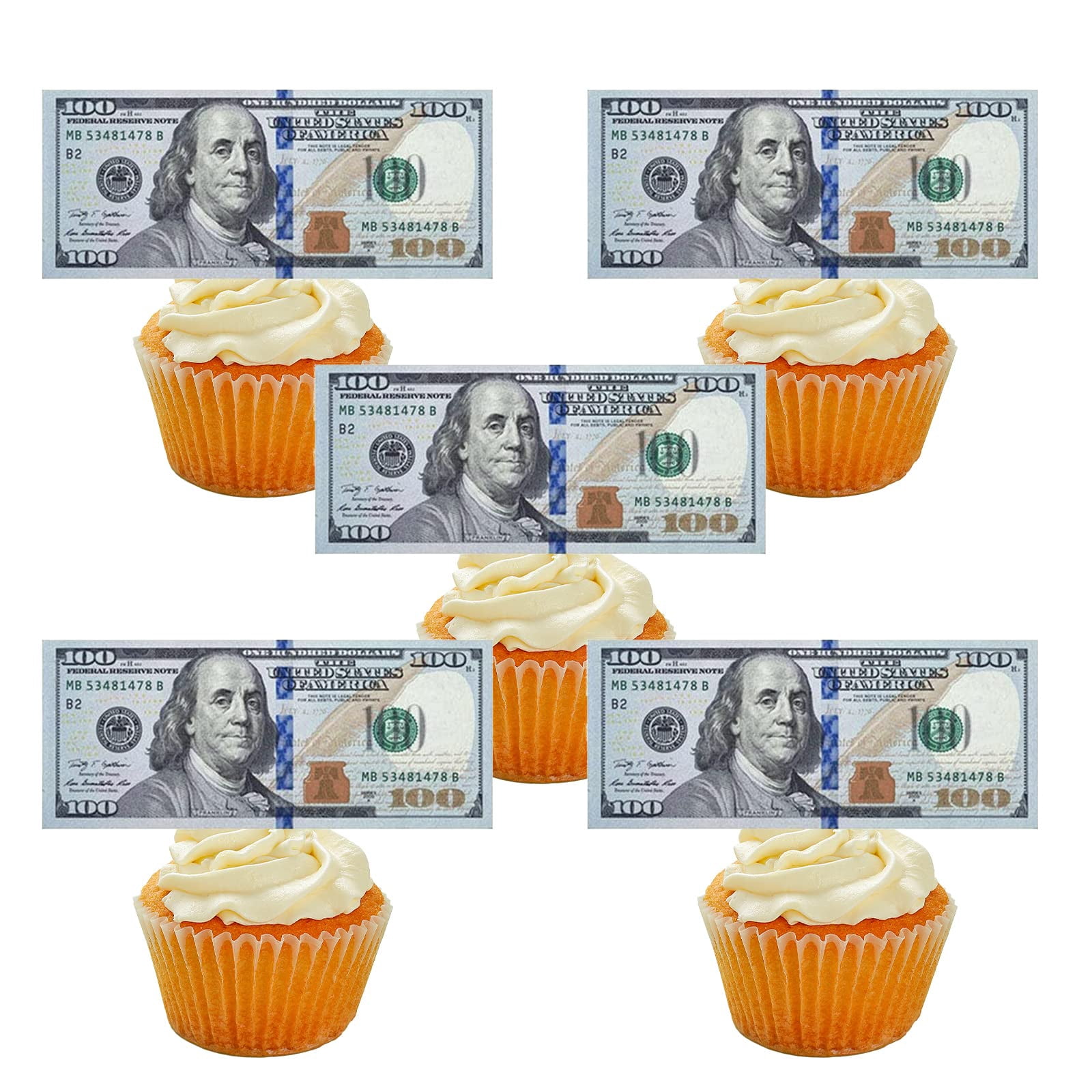 Morofme Edible Money Cake Topper 30pcs Edible 100 Dollar Bill Cake Cupcake Toppers, Edible Money ...