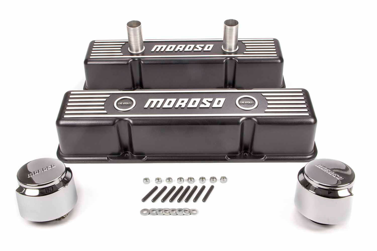 Moroso 68371 Valve Cover SBC Cast Blk 1 W/2 Br