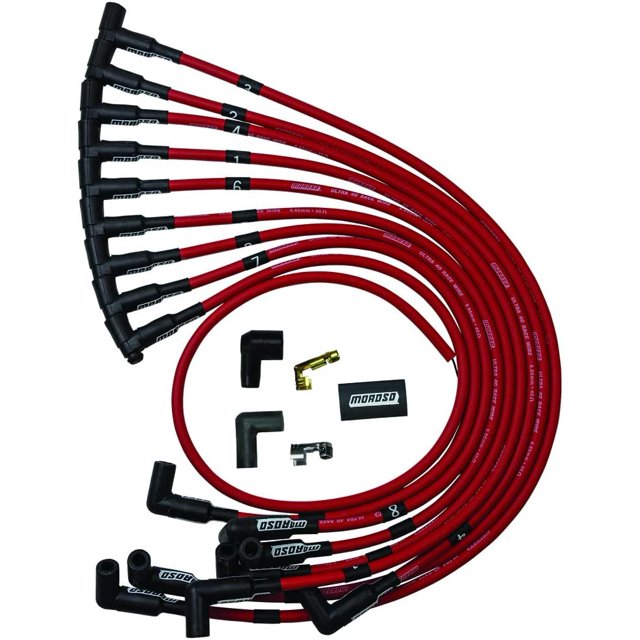 Moroso 73684 Ultra 40 Red Spark Plug Wire Set, 90 Degree Plug Ends, HEI