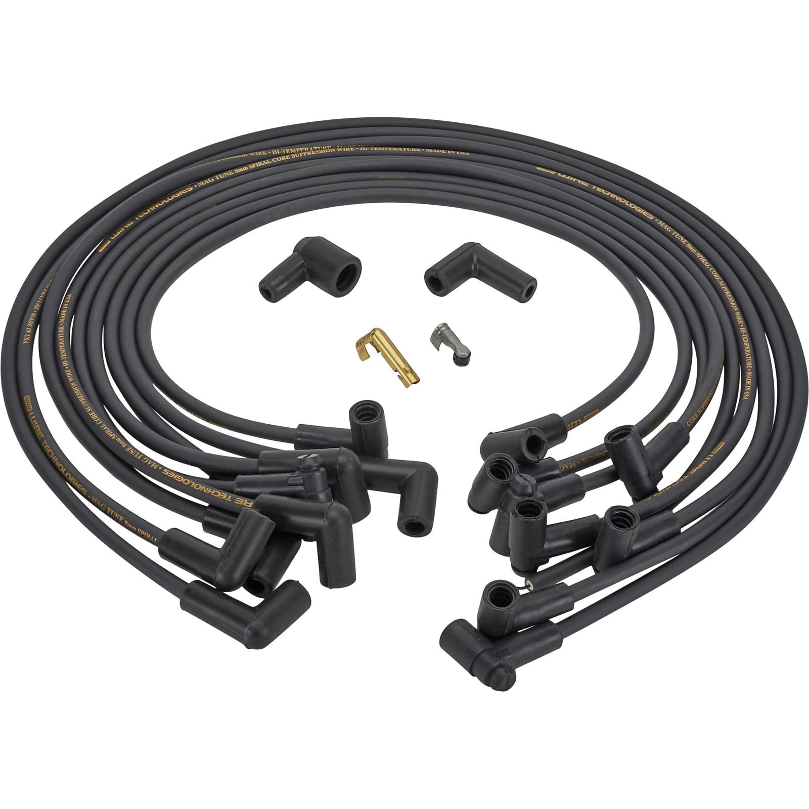 Moroso 9866M Mag-Tune Wire Set - BBC HEI, 90 Degree Spark Plug Wires | 350 OHM Spiral Core, EPDM Jacket
