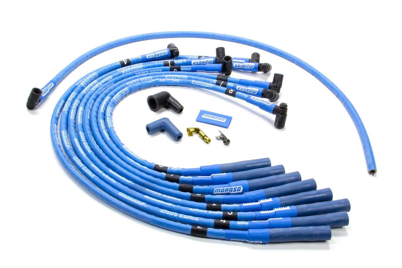 Moroso Blue Max Spark Plug Wire Set Spiral Core 8 mm Blue BBC P/N 72415
