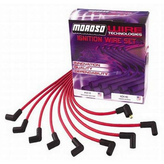 Moroso Install-Ready Spark Plug Wires HEI Cap/Over Valves/Red-8mm-90