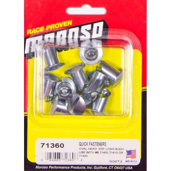 Moroso Quick Release Fastener Slotted Oval Head 0.550 in 10 pc P/N 71360