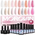 thumbnail image 1 of Morovan 10-Color Gel Nail Polish Set,Milky White Nude Pink Sheer with Base Coat,Top Coat & Matte Top Coat,Gift Set for Women, 1 of 9