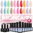 thumbnail image 1 of Morovan 13Pcs Neon Gel Nail Polish Set with Base, Glossy & Matte Top Coat for DIY Home Manicure, 1 of 9