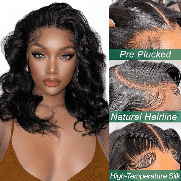 Morovan 17-Inch Black Bob Wig with Bangs for Women, Shoulder-Length Smooth Synthetic Hair, Natural Everyday Style