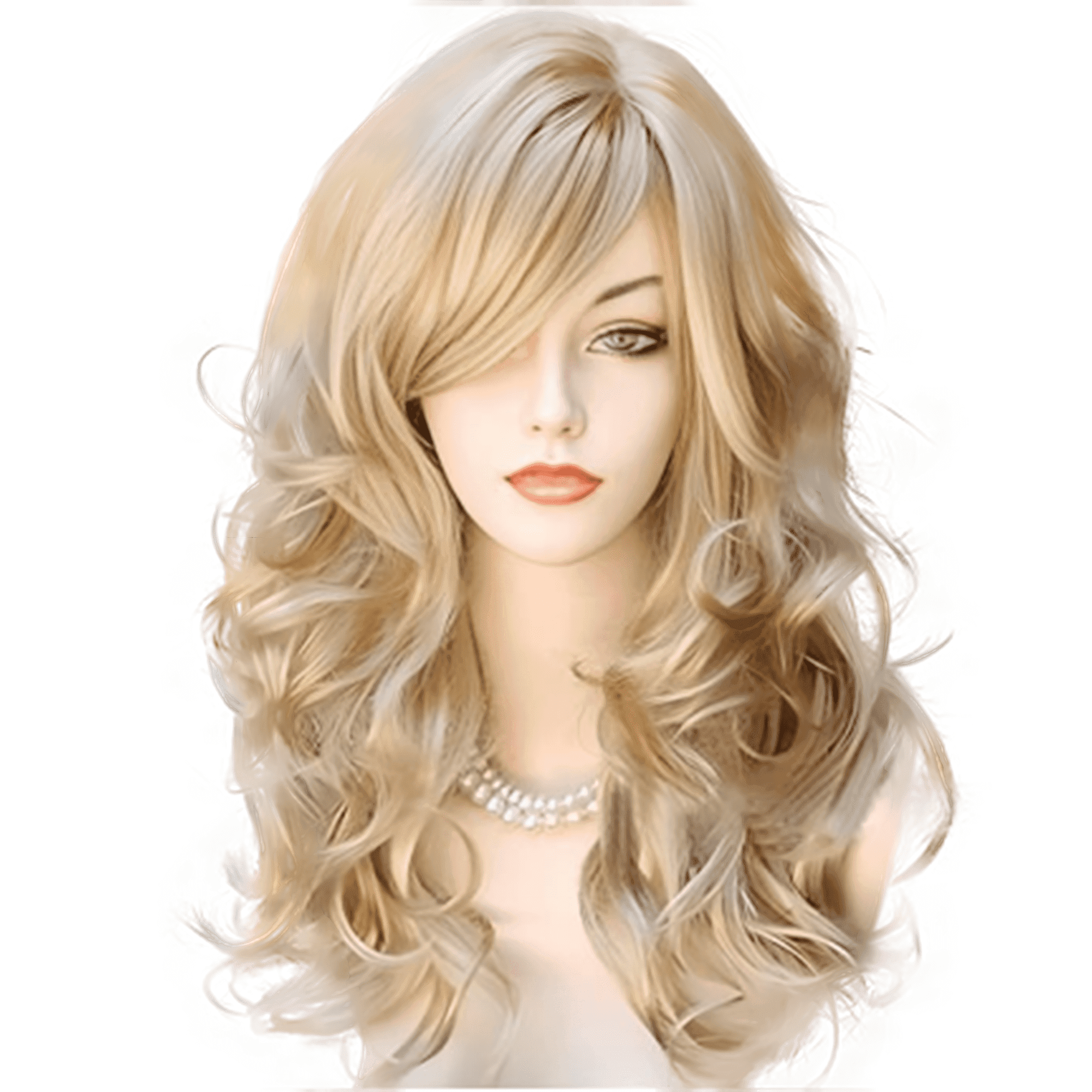 Morovan 22 Inch Blonde Brown Curly Wig with Bangs Heat Resistant Synthetic for Cosplay and various festivals