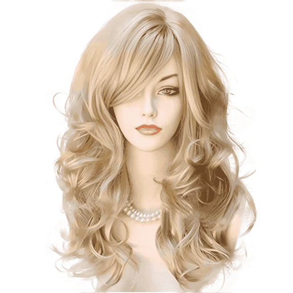 Morovan 22 Inch Blonde Brown Curly Wig with Bangs Heat Resistant Synthetic for Cosplay and various festivals