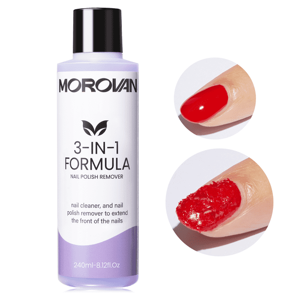 Morovan 3 in 1 Acetone Nail Polish Remover,Acetone & Non Drying for Regular & Shellac Nail Polishes,8.12 fl.oz