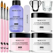 Morovan Acrylic Nail Kit - Clear Pink & White Powder with Liquid Set, Nail Brush & Storage Case,Beginner DIY at Home