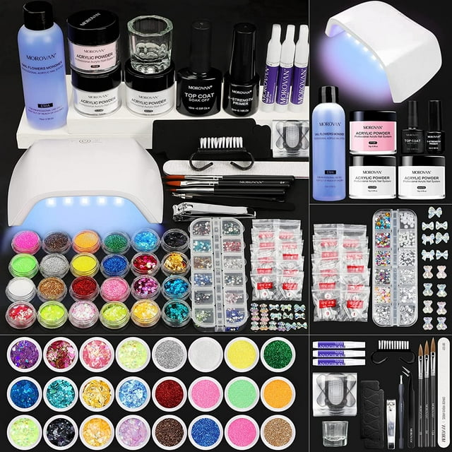 Morovan Acrylic Nail Kit Glitter Acrylic Powders Monomer Liquid Set