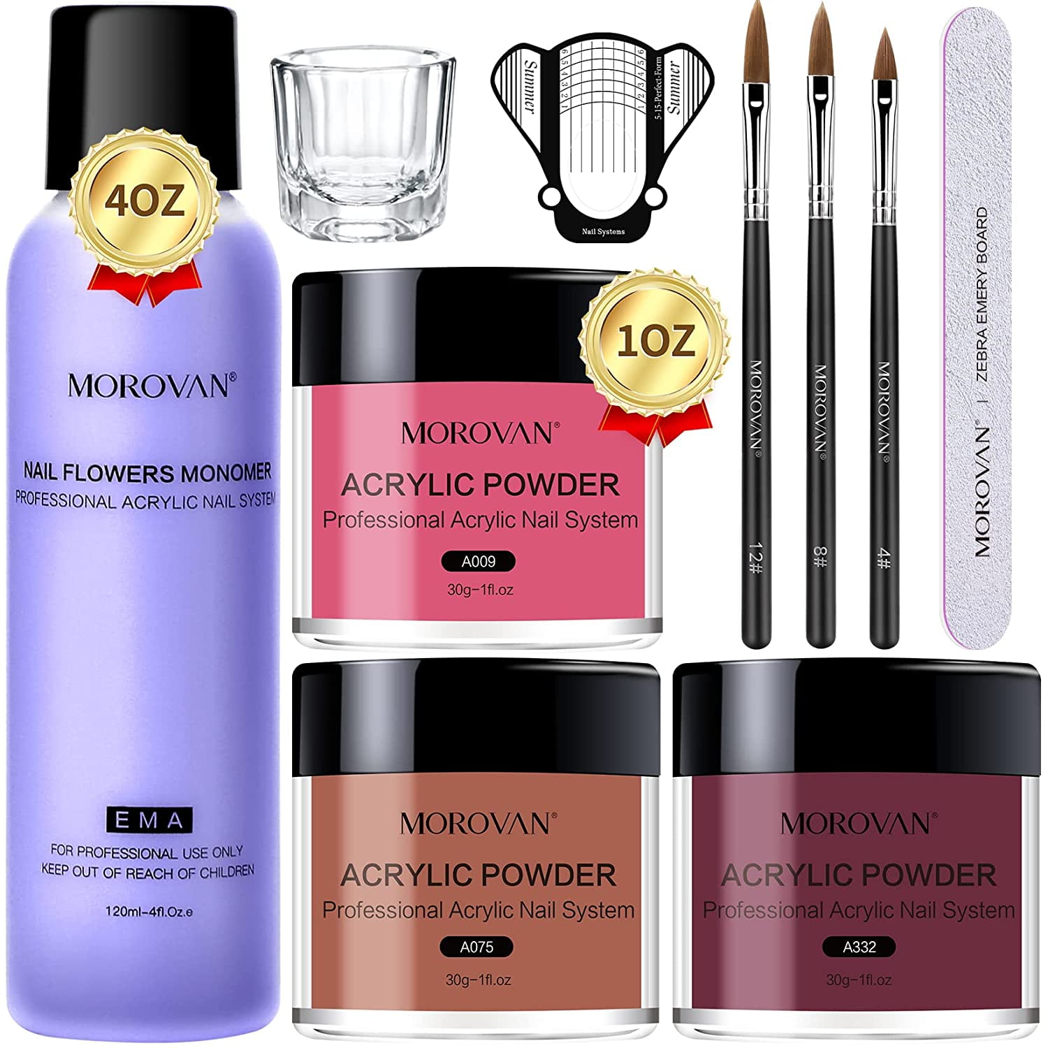 Morovan Acrylic Nail Kit with Acrylic Powder Liquid Monomer with Nail ...