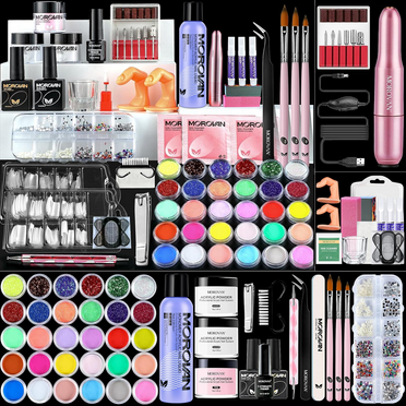 Morovan Acrylic Nail Kit with Drill - Glitter Acrylic Powder Monomer Liquid Set Beginners