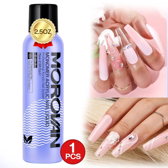 Morovan Acrylic Nail Liquid Set: 1PCS * 75ml Acrylic Nail Liquid, used for acrylic nail powder, for beginner nail art and nail carving, home nail salon