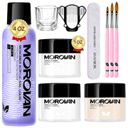 Morovan Acrylic Nail Kit: Clear White Nude Pink Acrylic Powder and Liquid Set Professional Nails Kit for Home DIY