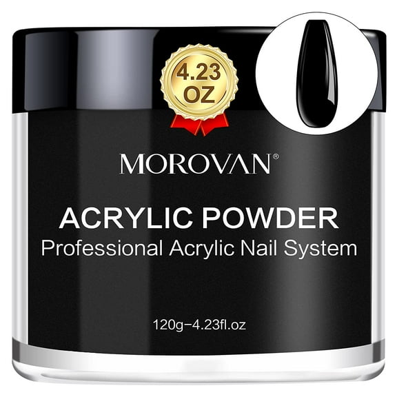 Morovan Black Acrylic Nail Powder 4oz Professional Acrylic Nail Powder Large Acrylic Nail Powder