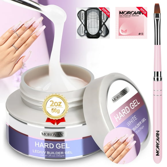 Morovan Builder Gel Nail Kit Professional & Beginner Nail brush 2 oz with Nail Template White