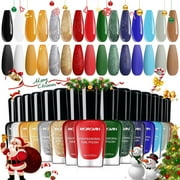 Morovan Christmas Nail Polish Set: Glitter Green Dark Red Black Hot Pink Brown Shimmer Fingernail Polish Kit for Girls