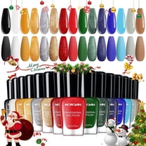 Morovan Christmas Nail Polish Set: Glitter Green Dark Red Black Hot Pink Brown Shimmer Fingernail Polish Kit for Girls