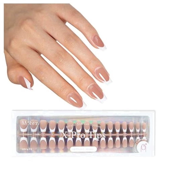 Morovan French Tip Press on Nails, 150Pcs Short Coffin Fake Nails with Nail Storage Box, Deep Nude Gel Nail Tips for Women, Soft Glue-On Nails for Natural Salon Finish, DIY Nail Art Kit (16 Sizes)