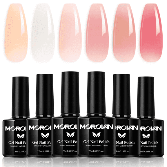 Morovan Gel Nail Polish Starter Kit - 6 Colors, Salon Grade DIY Nail Enhancement Kit