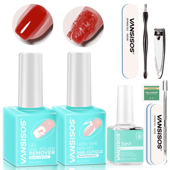Vansisos Gel Polish Remover Kit - Quick Remove in 3-5 Mins No Wrap & Soak,Safe for Natural Nails Salon-Quality Results