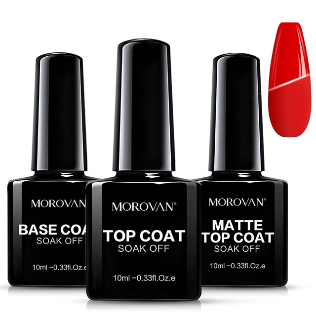 Morovan Gel Top Coat and Base Coat Set SoakOff LED Gel Nail Polish No