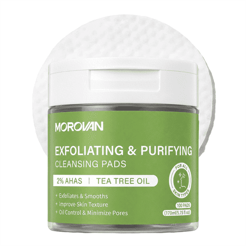 Morovan Glycolic Acid Pads with 2% AHAs, Exfoliating Toner Pads for Smoother Skin & Pore Care, 100 Pads, 5.75 fl oz