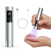Morovan Handheld UV Nail Lamp,Portable Silver LED Light with 45/60s Timer & Display for Gel Polish DIY at Home