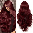 thumbnail image 1 of Morovan Long burgundy Wig for Women 26 Inch Middle Part Wavy Women Charming Hair Realistic Natural Looking Synthetic Heat Resistant Fiber Wig for Daily Party Use, 1 of 6