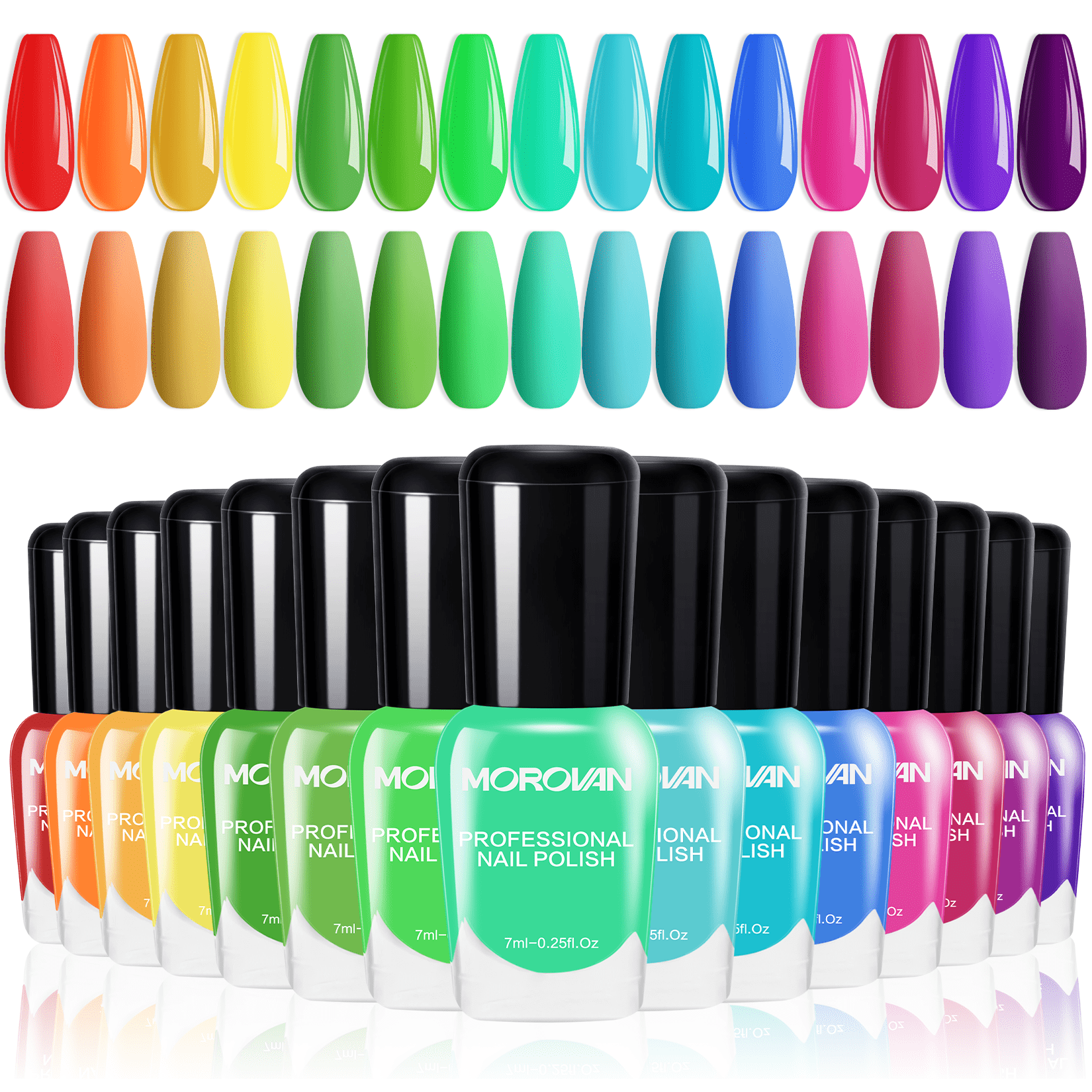 Morovan Nail Polish Set:15 Bright Color 0.25oz Quick Dry DIY Nail Art at Home Nail Polish Gift Set for Women