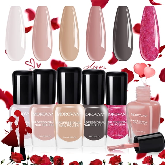 Morovan Nail Polish Set:6 Colors Nail Polish Kit Regular Air Quick Dry Fingernail Polish Pack for Women Nail Art Design Gift Holiday Party