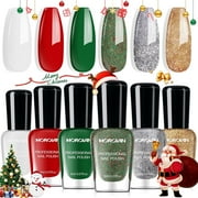 Morovan Nail Polish Set 6 Colors Red Green Christmas Glitter Mini Gold Silver Nail Polish Kit Quick Dry Manicure Nail Art Manicure DIY Home Salon Gift for Women