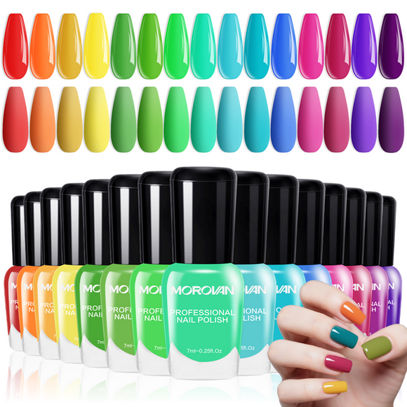 Morovan Christmas Nail Polish Set:15 Bright Colors 0.25oz Quick Dry Nail Polish Manicure DIY Nail Art at Home Fingernail Polish Gift Set for Women