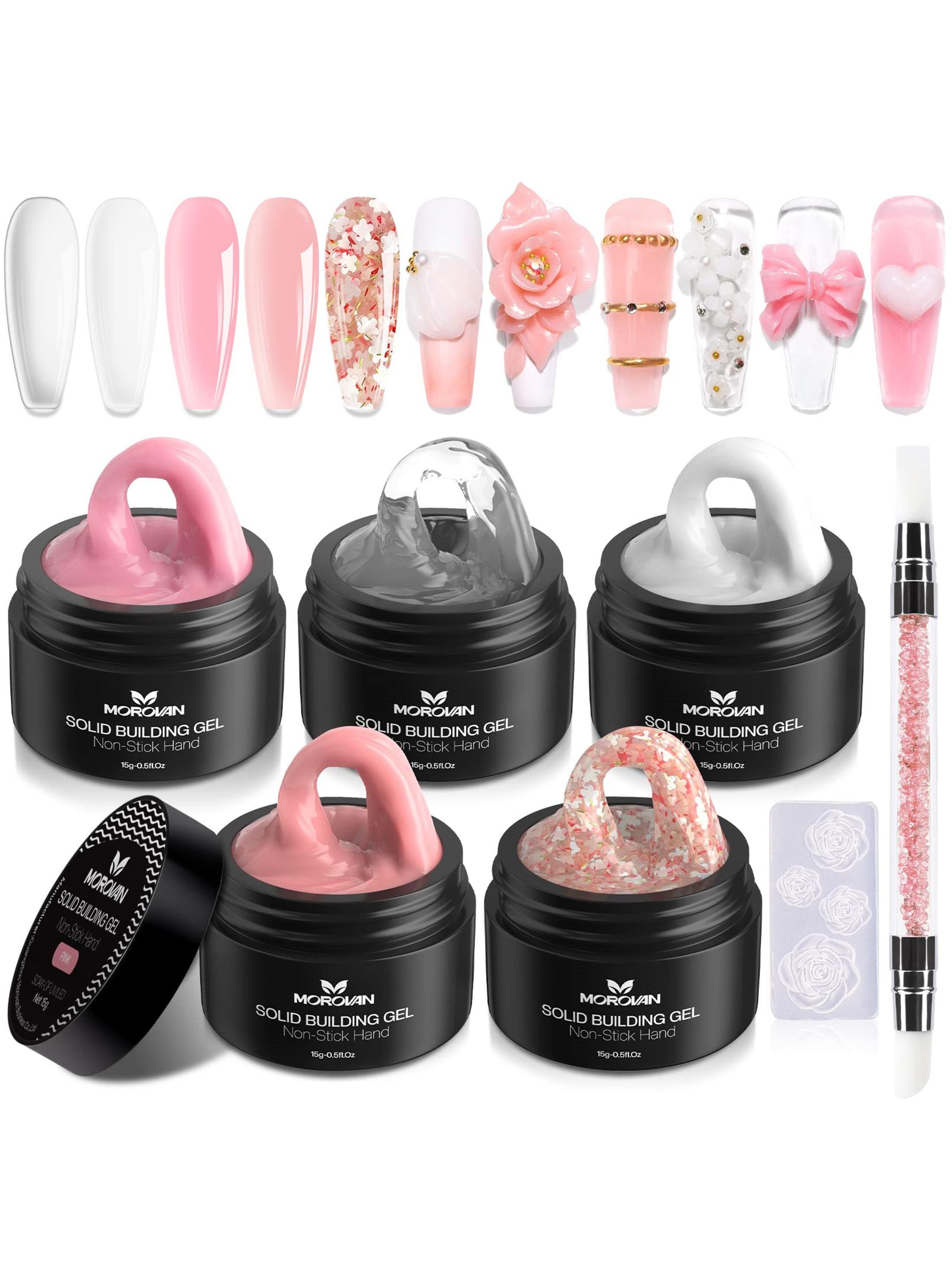 Morovan Solid Builder Nail Gel Kit 5 Colors Hard Gel Nail Extension