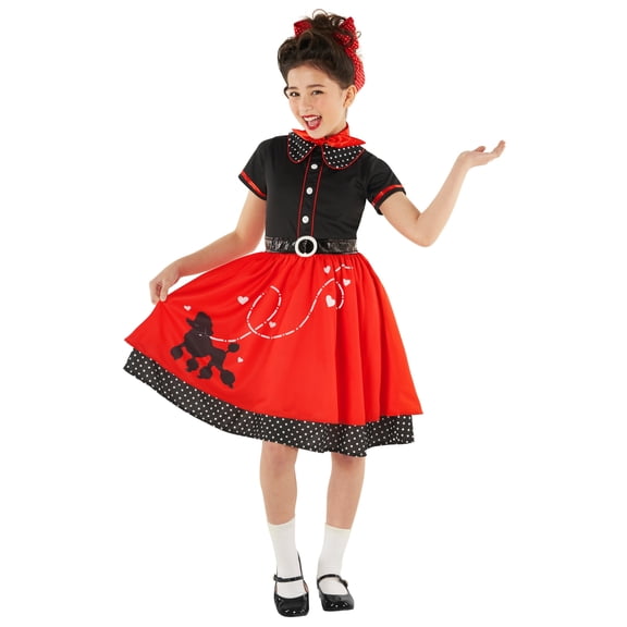 Morph 50S Poodle Dress Red Girls Costume Halloween Costume for Girl Red Large