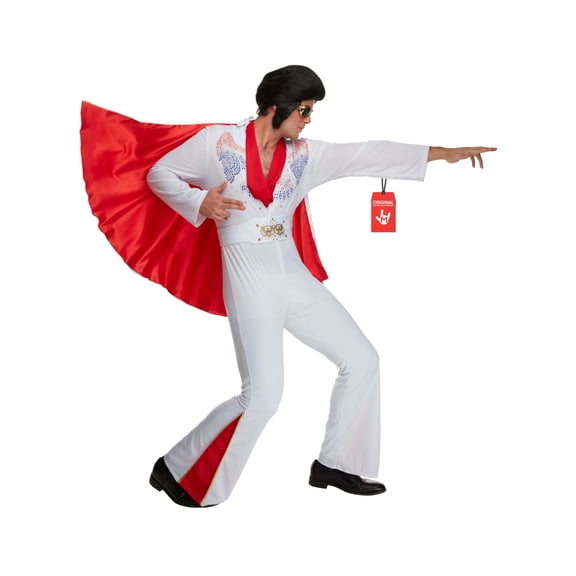Morph 70s Disco Rockstar Costume with Attached Cape for Men, X-Large