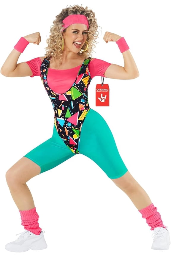 80s Workout Outfit for Women 90s Retro Workout Outfits 80 s Aerobics Outfit Halloween Costume for Womens, 2X