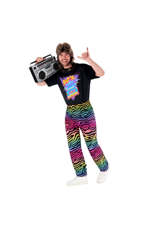 80S Party Dude Men Halloween Costume for Mens Multicolored X-Large